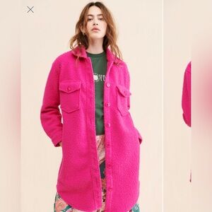 Bouclé Shirt Jacket | RD Style by Anthropologie | Pink | Size S Petite